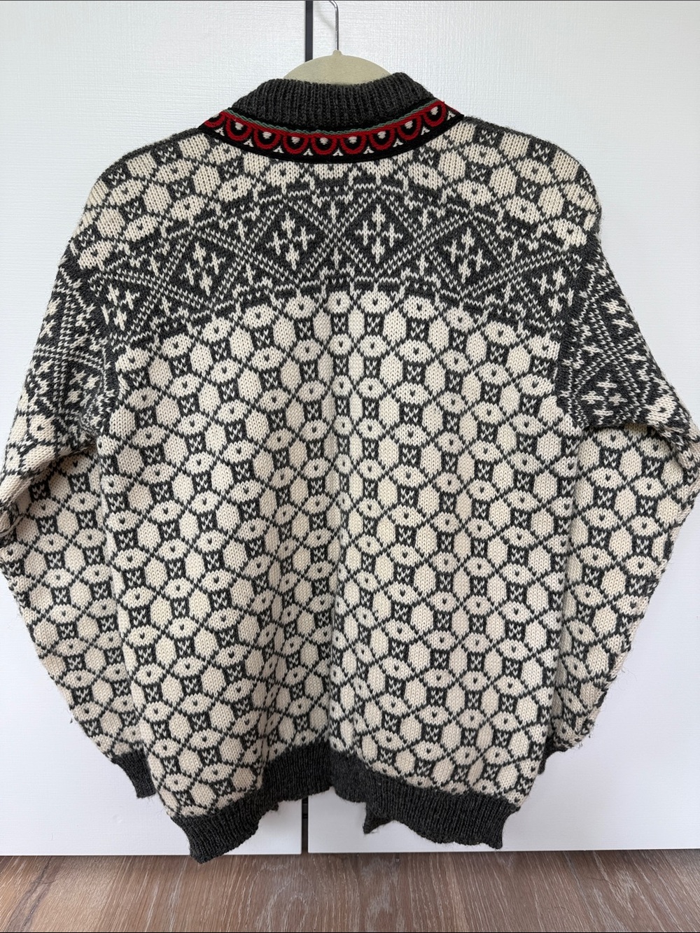 Dale of Norway Gray & Cream Nordic Cardigan with Red Trim - Picture 3 of 4